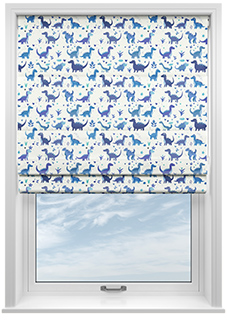 Dino Land, Blue Denim - Twist&Fit Roman Blind